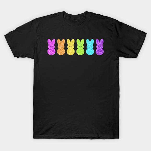 Easter Bunny Peeps Glitter Pattern T-Shirt by JanaeLarson